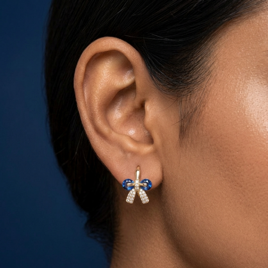 Blue Belle Bow Earrings - BKAT12