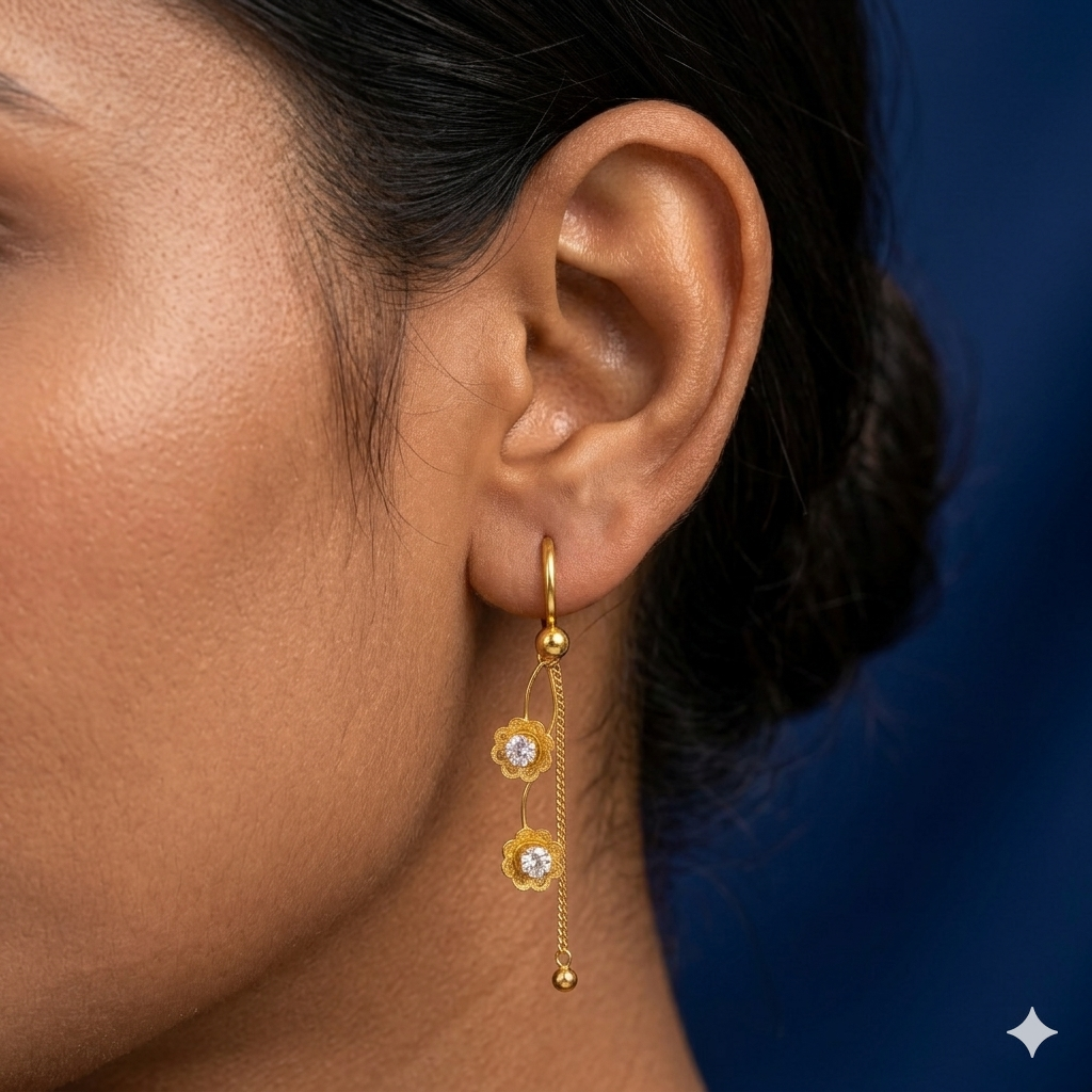 Golden Bloom Chain Drops -