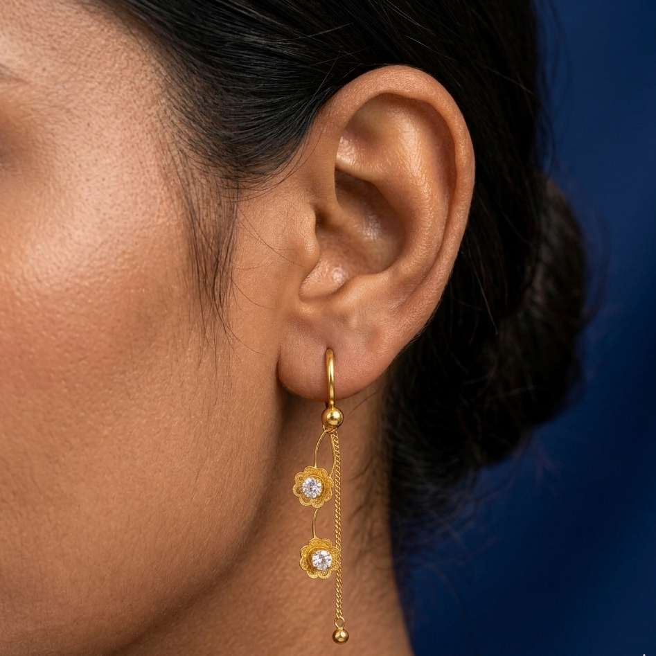 Golden Bloom Chain Drops -