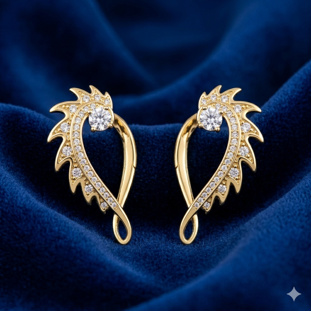 Flame Curve Spark Earrings - BKAT28