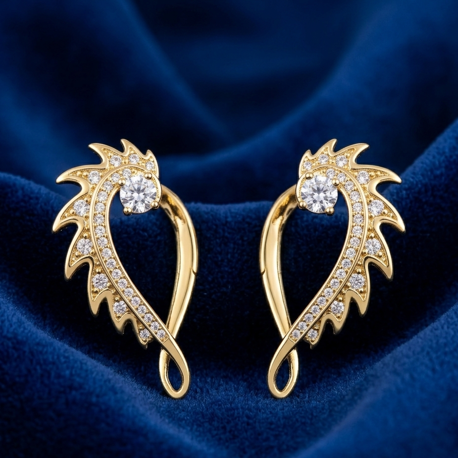 Flame Curve Spark Earrings - BKAT28
