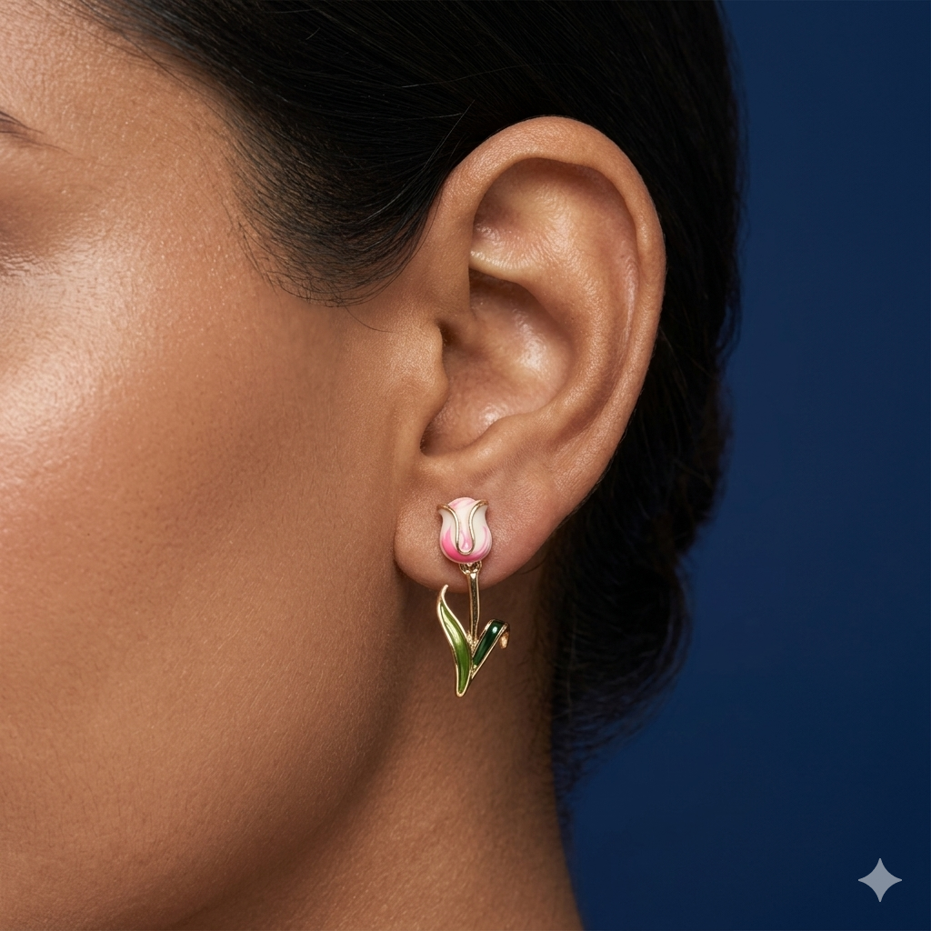 Blush Tulip Charm Earrings - BWAT05