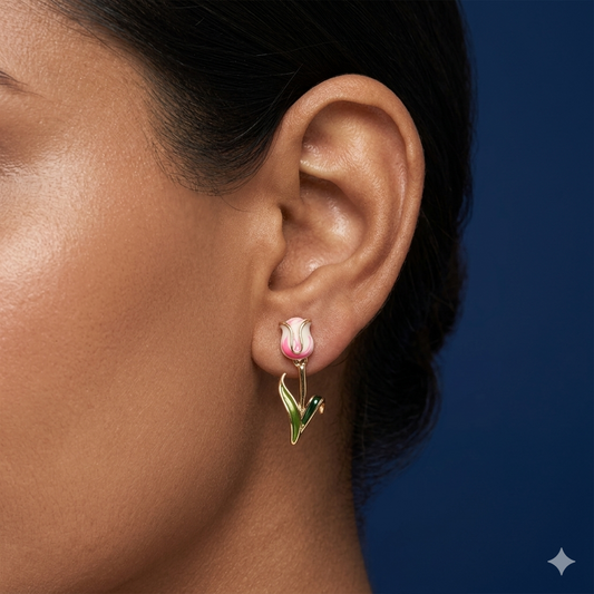 Blush Tulip Charm Earrings - BWAT05