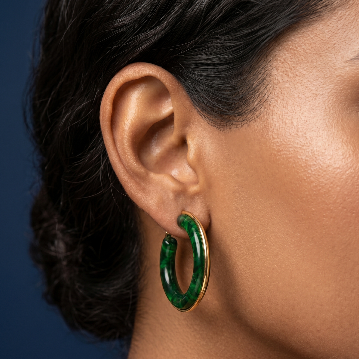 Jade Glow Hoop Earrings - BWAT25.1