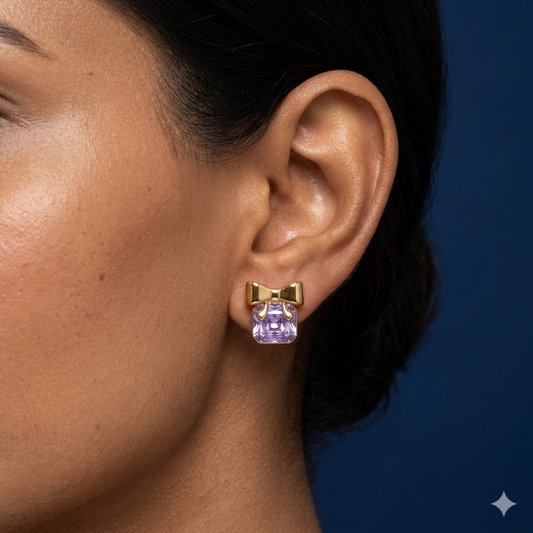 Princess Lilac Bow Studs - BWSS03