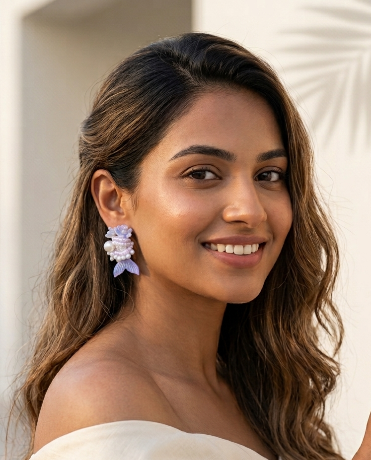 Lilac Mermaid Tail Earrings - SFBD08