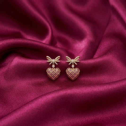 Ruby Bow Heart Drops - SFSS38