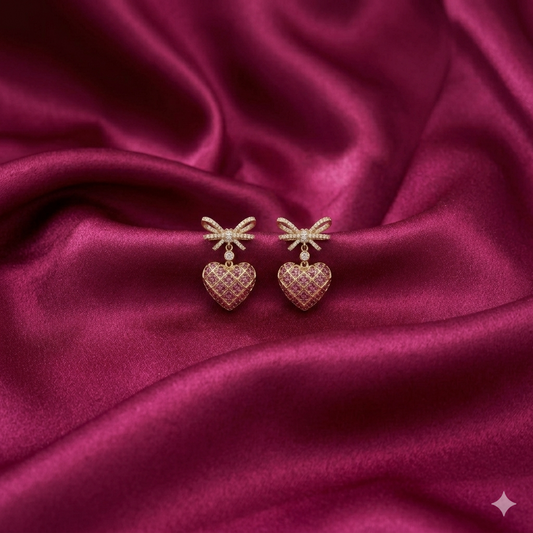 Ruby Bow Heart Drops - SFSS38