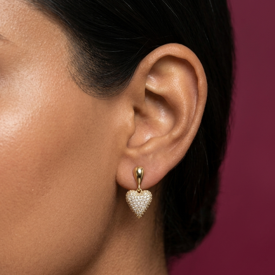 Sparkle Heart Drop Earrings - SFPW01