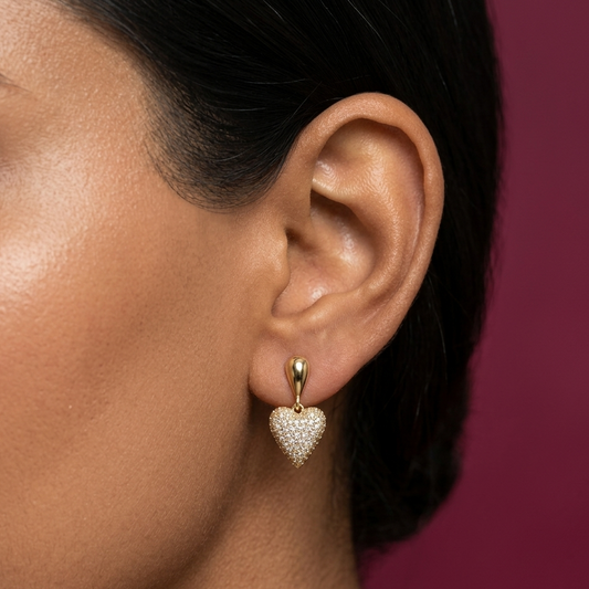 Sparkle Heart Drop Earrings - SFPW01