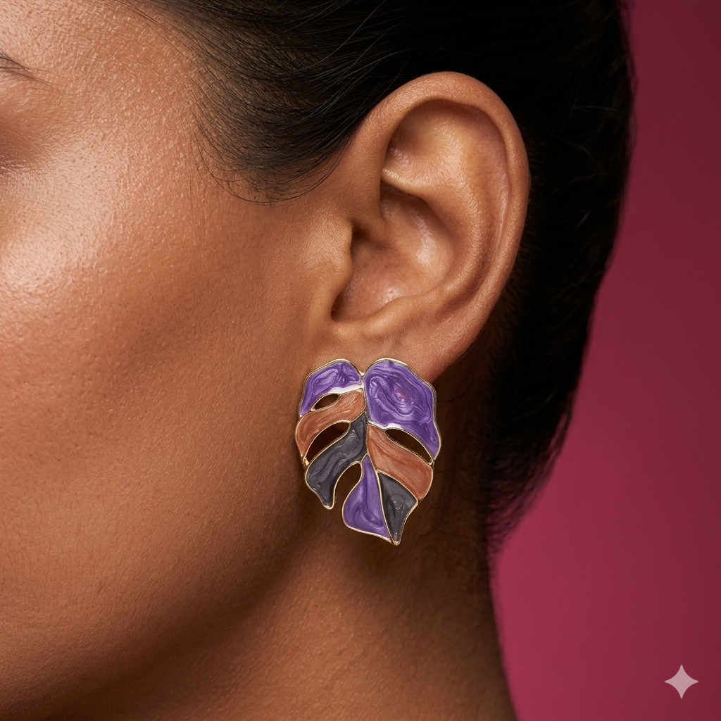 Mystic Monstera Statement Studs - MN19