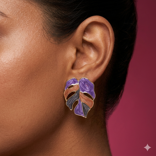 Mystic Monstera Statement Studs - MN19