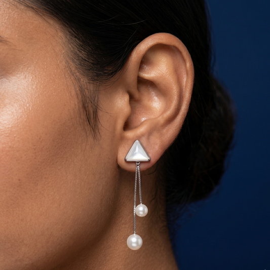 Silver Mist Pearl Earrings - PL02