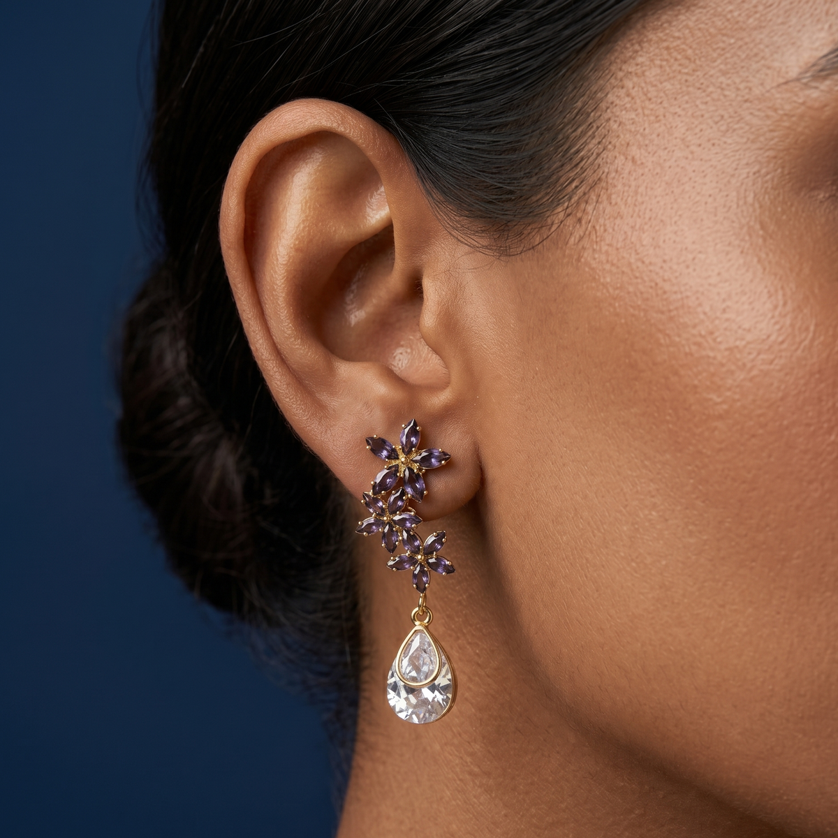 Amethyst Blossom Drop Earrings - SFSS18