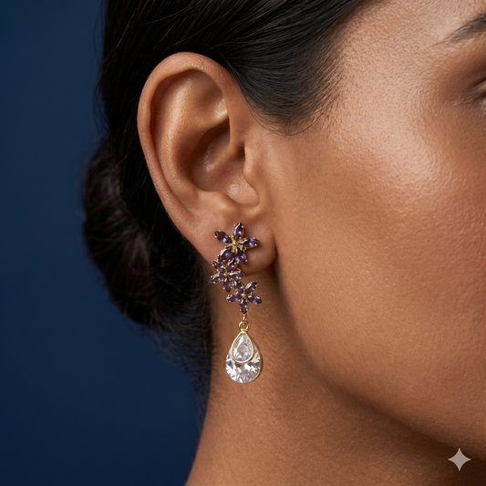Amethyst Blossom Drop Earrings - SFSS18