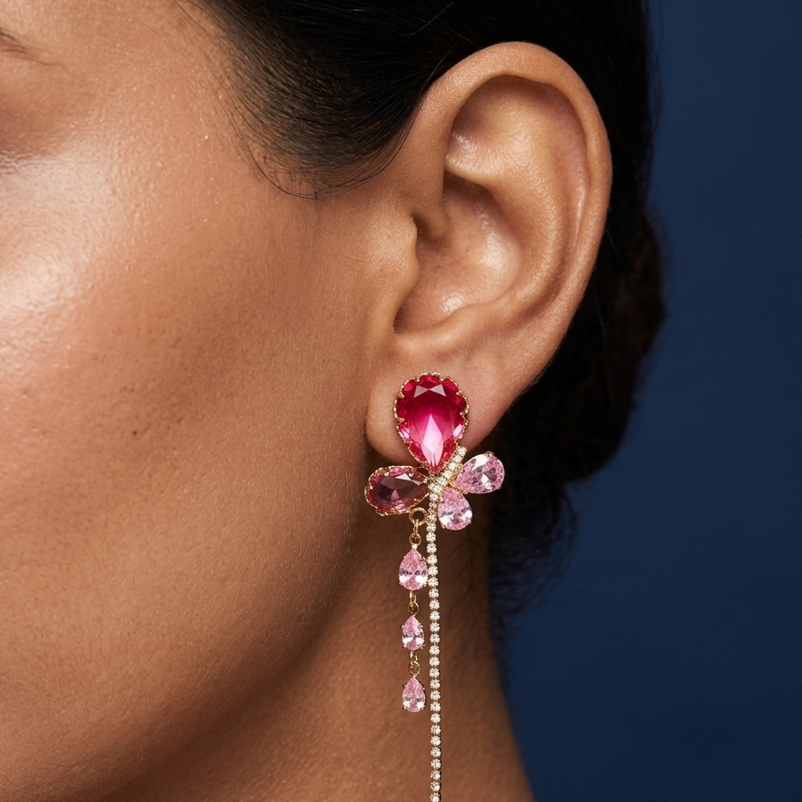 Pink Bloom Cascade Earrings - SFSS02.1