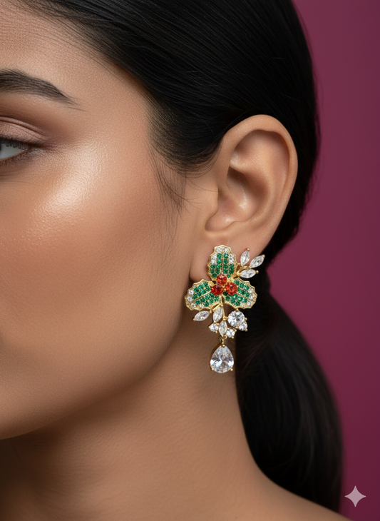 Emerald Bloom Statement Earrings - SFSS16