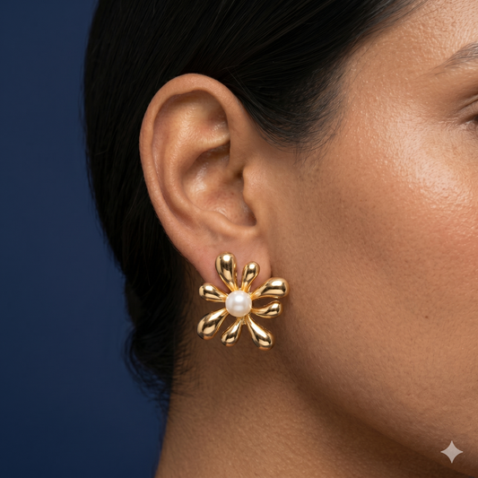 Daisy Pearl Charm Studs - TY02