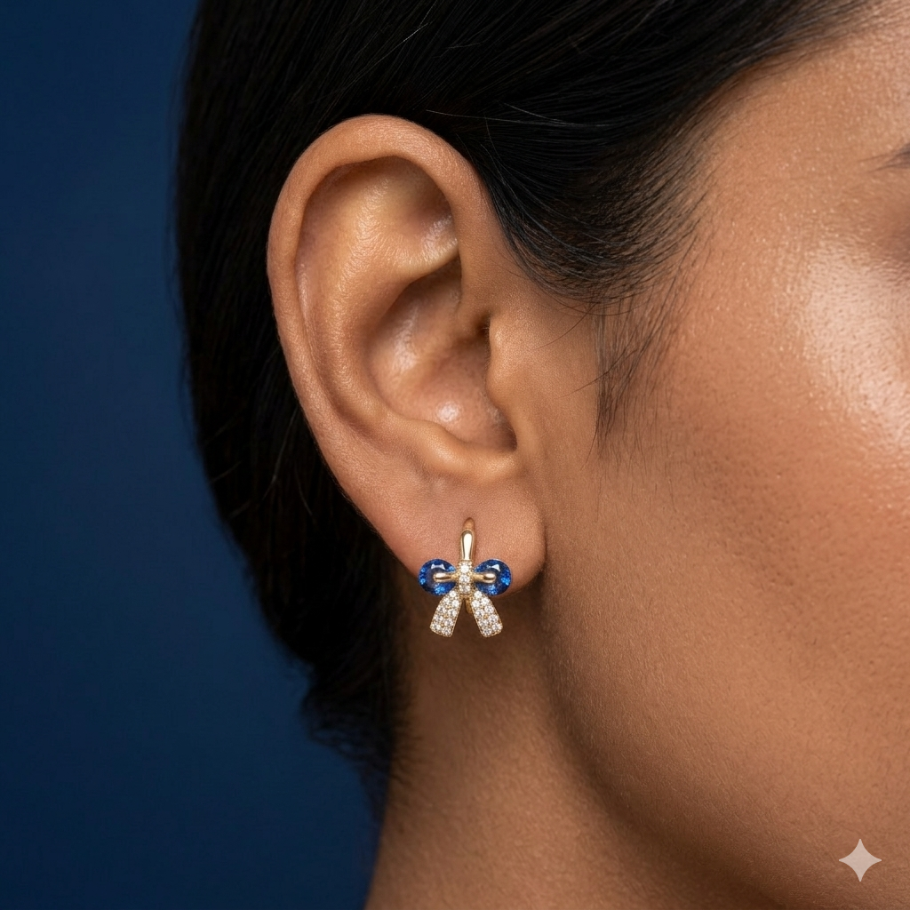 Blue Belle Bow Earrings - BKAT12