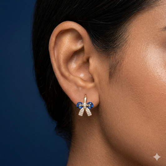 Blue Belle Bow Earrings - BKAT12
