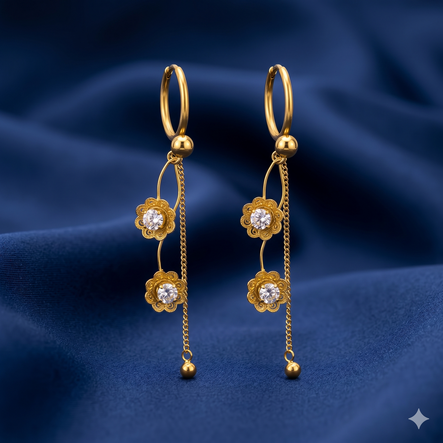 Golden Bloom Chain Drops -