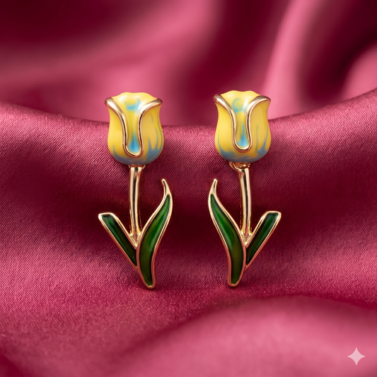 Yellow Tulip Charm Earrings