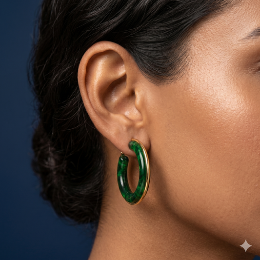 Jade Glow Hoop Earrings - BWAT25.1