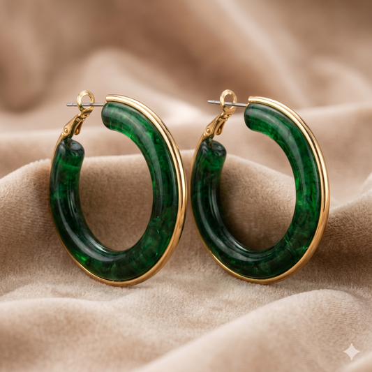 Jade Glow Hoop Earrings - BWAT25.1