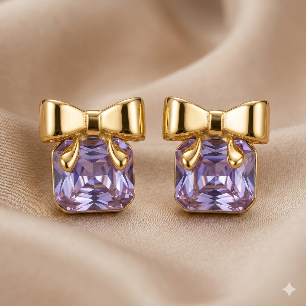 Princess Lilac Bow Studs -  BWSS03
