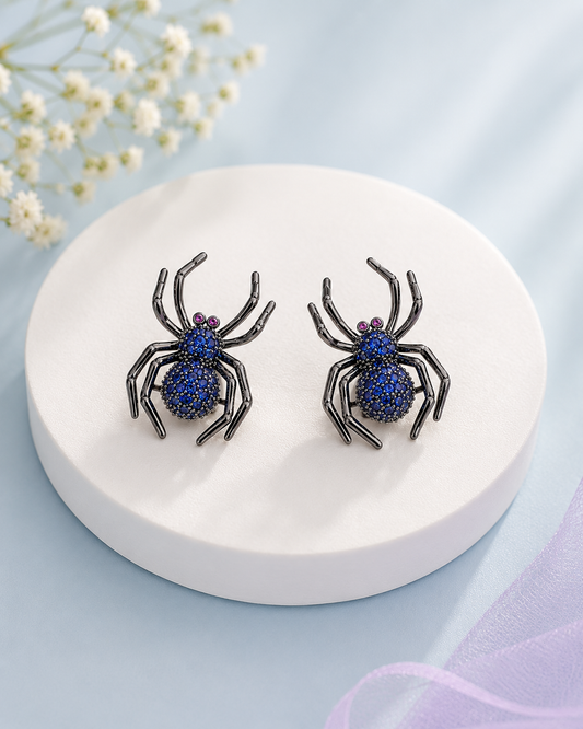 Sapphire Widow Spider Earrings