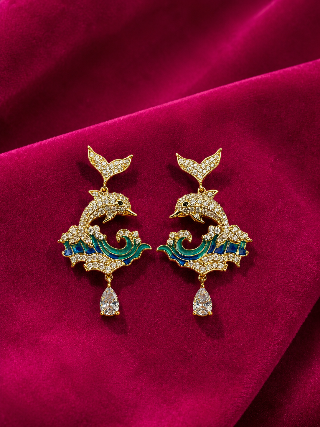Dancing Dolphin Crystal Earrings