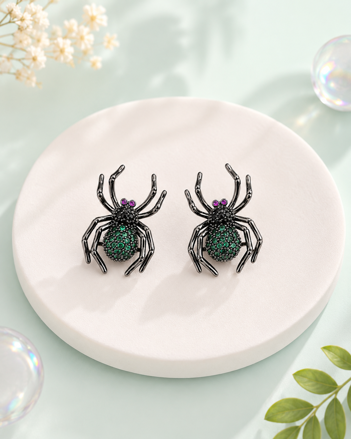 Sapphire Widow Spider Earrings