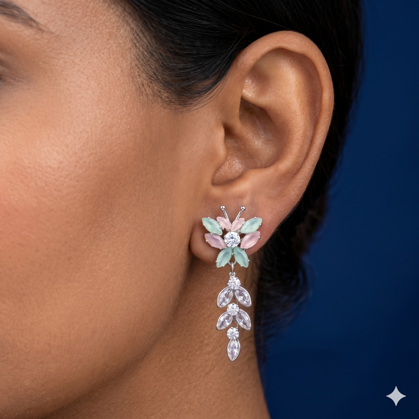 Floral Frost Crystal Earrings - DS01