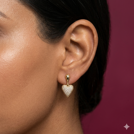 Sparkle Heart Drop Earrings - SFPW01