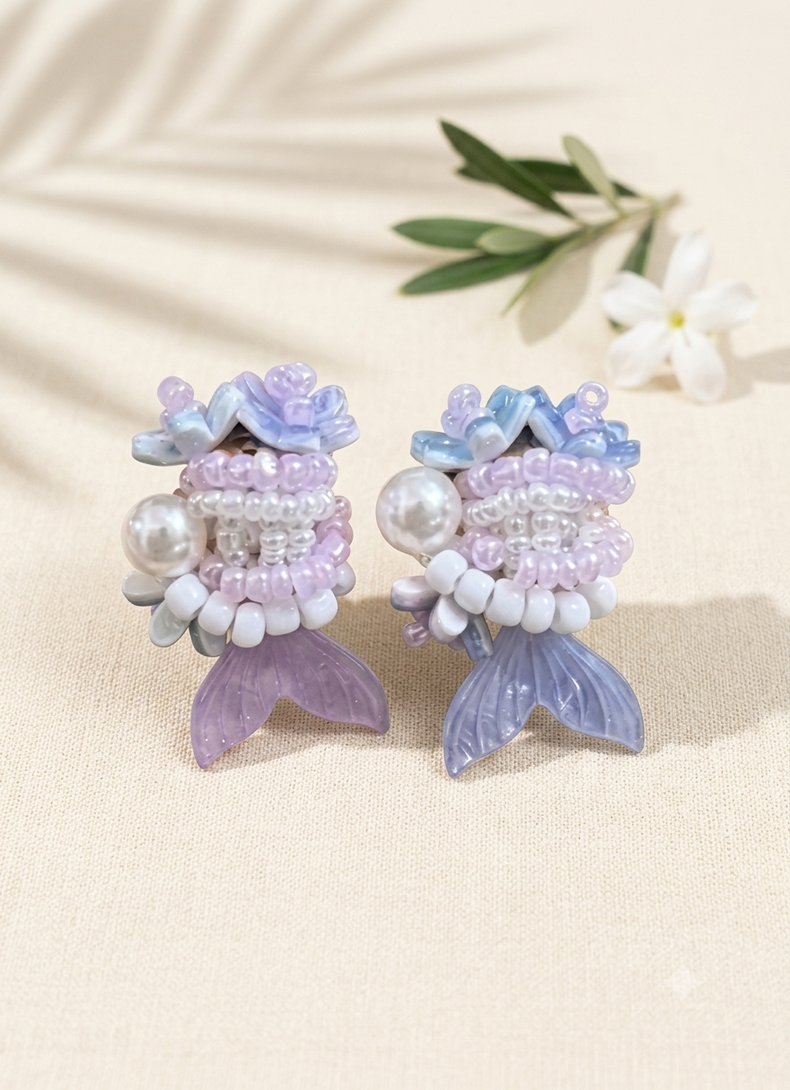 Lilac Mermaid Tail Earrings - SFBD08