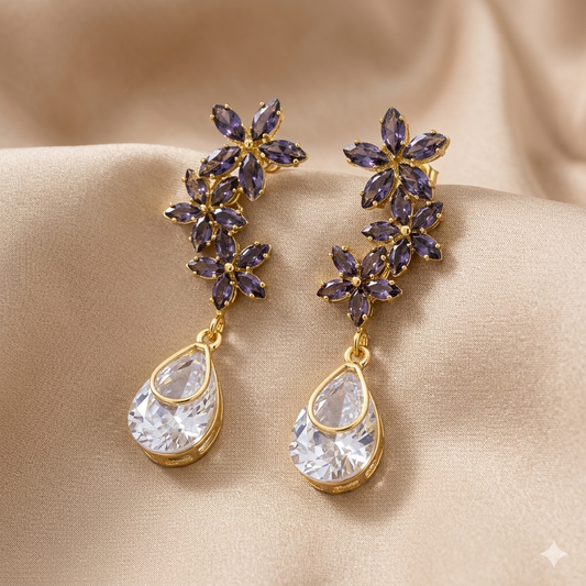 Amethyst Blossom Drop Earrings - SFSS18