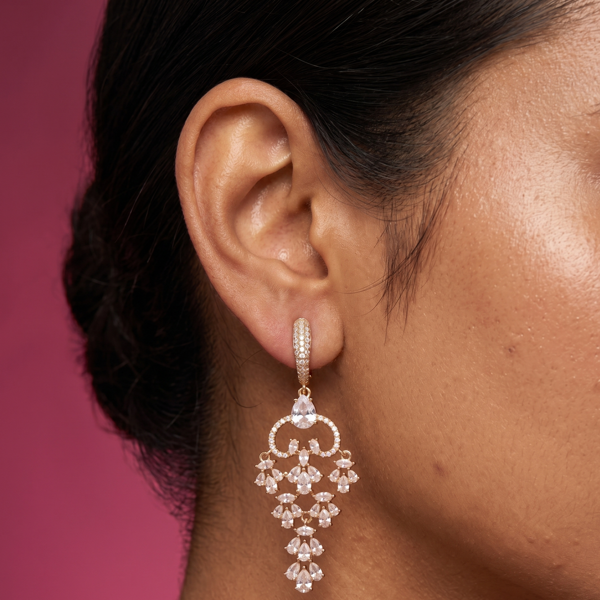 Crystal Cascade Hoop Earrings