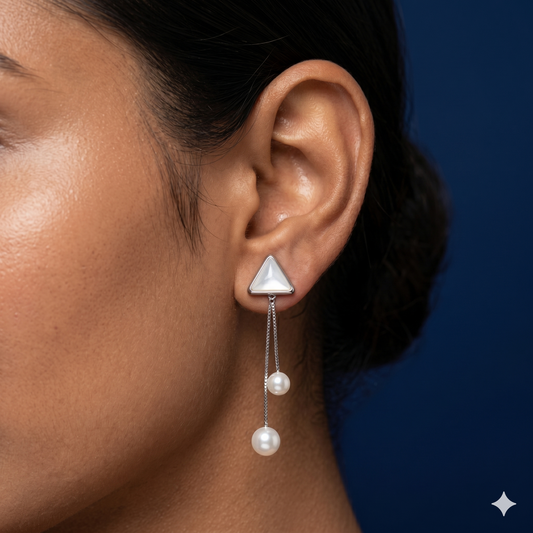 Silver Mist Pearl Earrings - PL02
