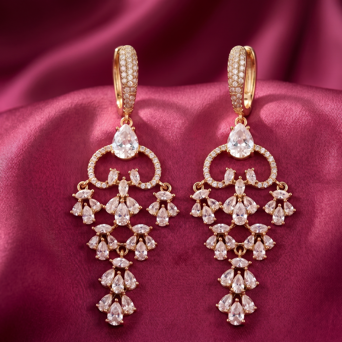 Crystal Cascade Hoop Earrings