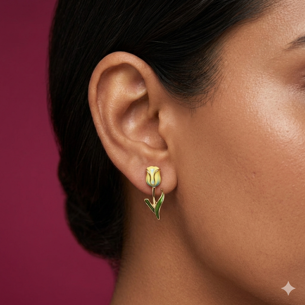 Yellow Tulip Charm Earrings