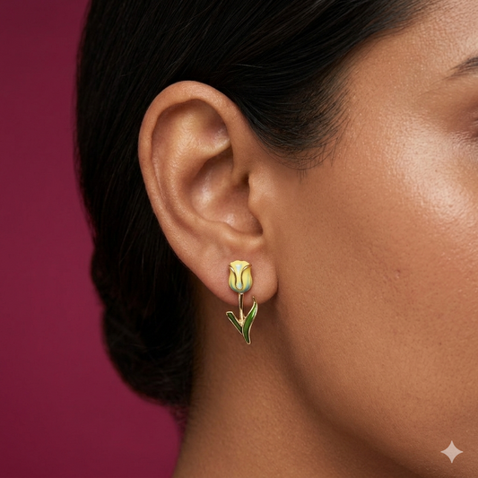 Yellow Tulip Charm Earrings