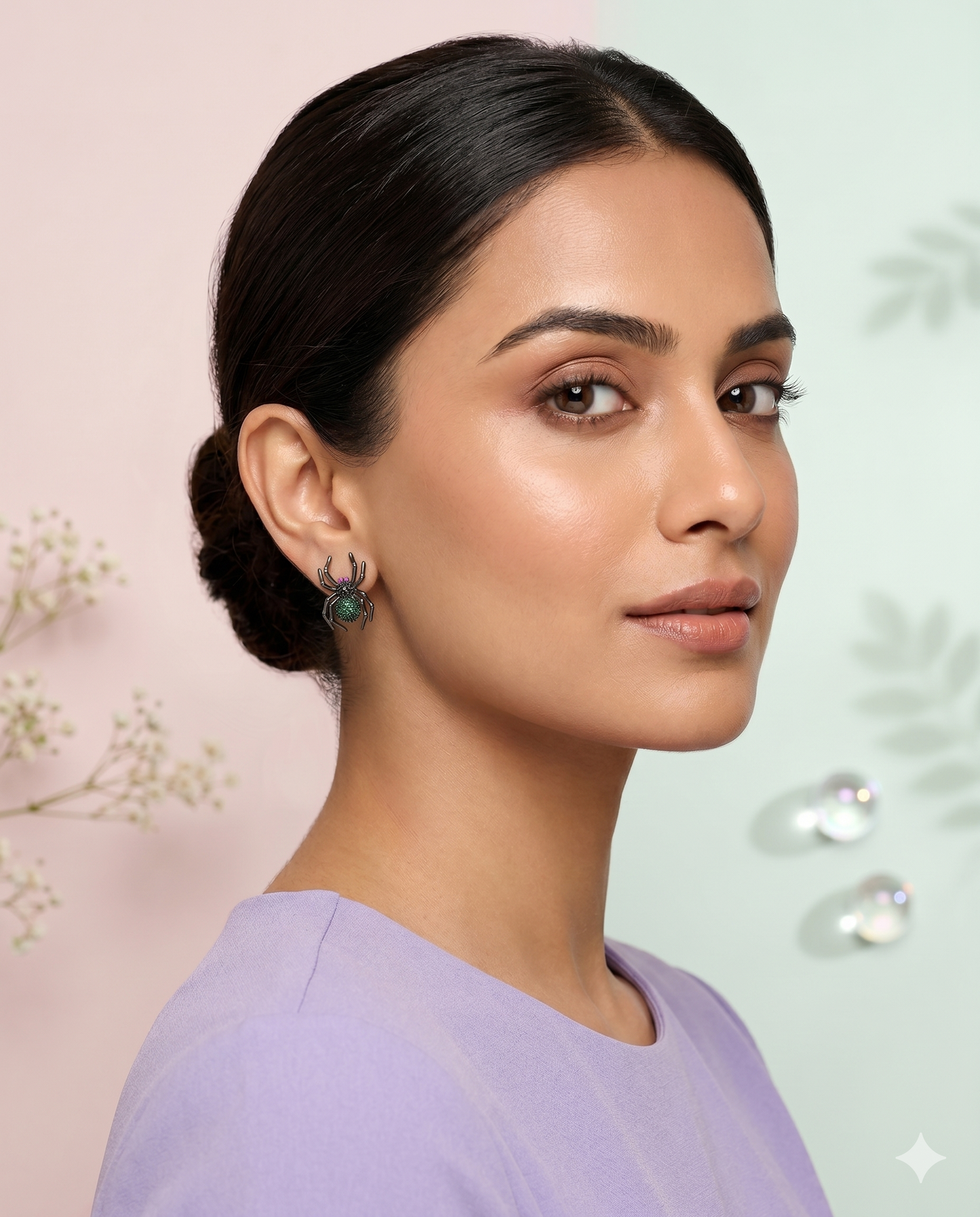Emerald Spider Earrings
