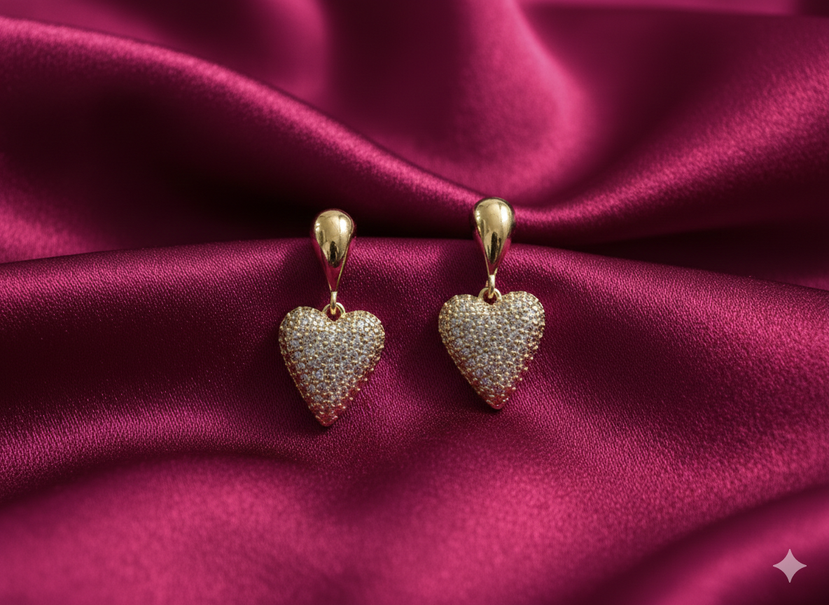 Sparkle Heart Drop Earrings - SFPW01