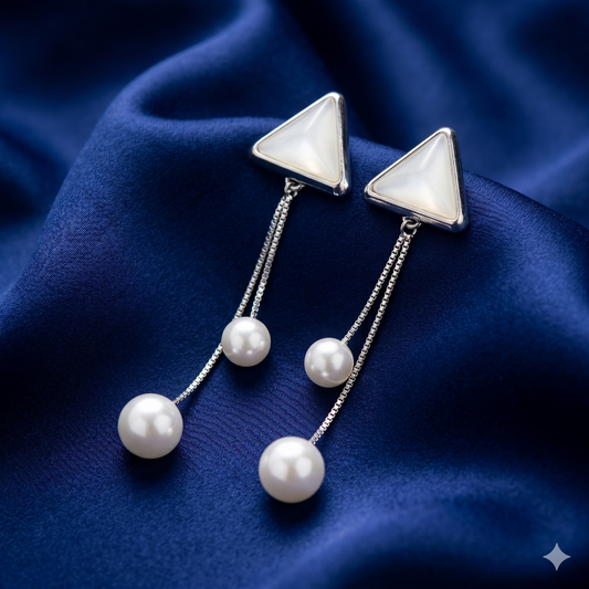 Silver Mist Pearl Earrings - PL02