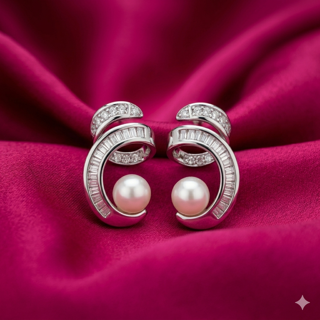 Luna Pearl Curve Earrings - SFPW13