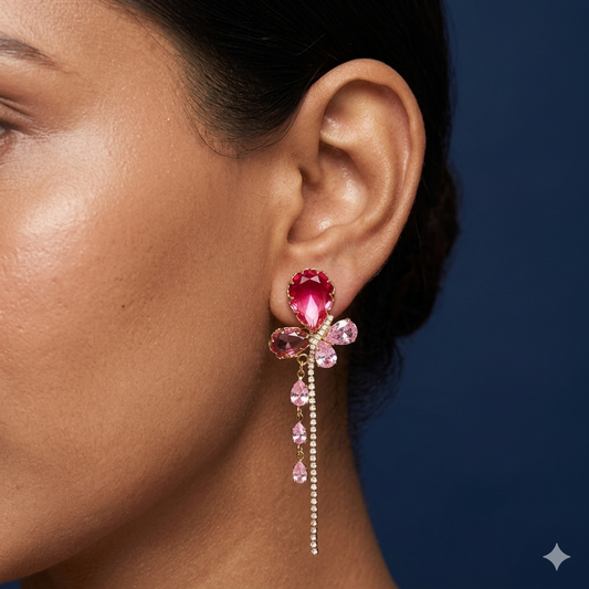 Pink Bloom Cascade Earrings - SFSS02.1