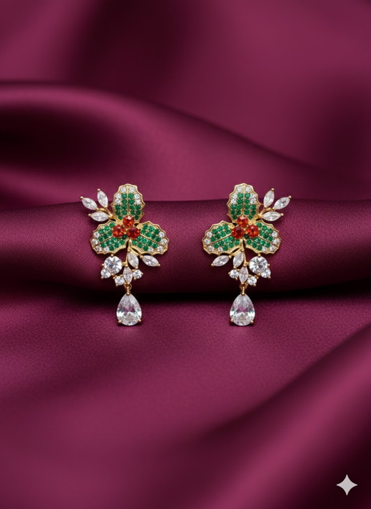Emerald Bloom Statement Earrings - SFSS16