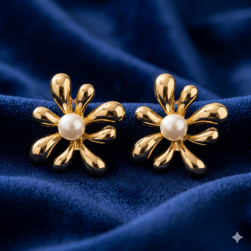 Daisy Pearl Charm Studs - TY02